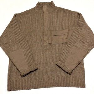Timberland Sweater Mens L Tan Brown Wool Pullovers Chunky Knit 1/4 Zip Mock Neck